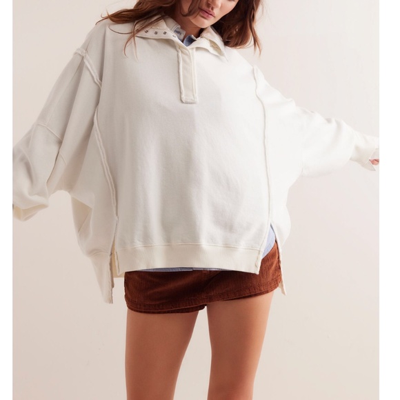 FP We The Free Camden Henley Sweatshirt in Grey Opal sz lg NWT - Picture 6 of 8